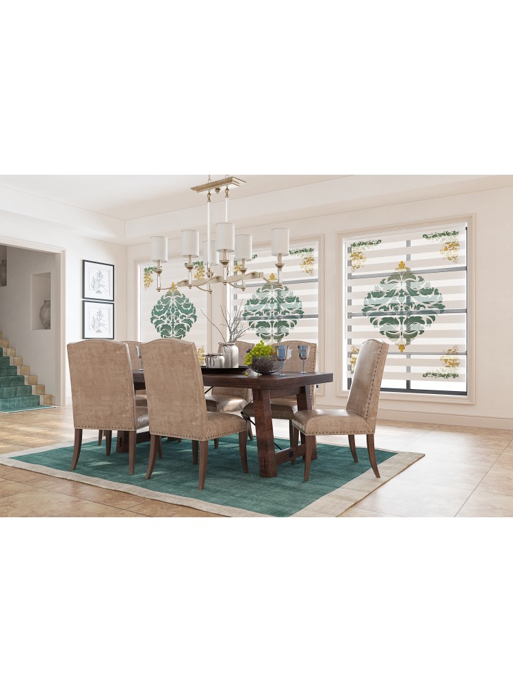ZEBRA PERDE YEŞİL DAMASK MODELİ